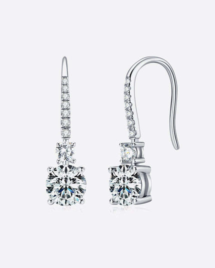 Timeless Elegance: 2 Carat Lab-Diamond Sterling Silver Drop Earrings - A Chic Classic