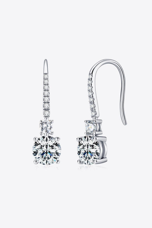 Ethereal Sterling Silver Drop Earrings with 2 Carat Lab-Diamond - Classic Elegance