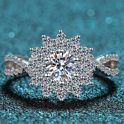 Eco-Chic Floral Lab-Diamond Split Shank Ring