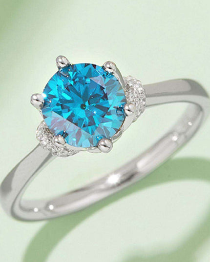 Platinum-Plated 1 Carat Moissanite Sterling Silver Ring - Elegant Fine Jewelry