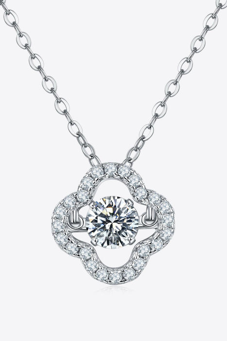 Shimmering Shamrock Moissanite Pendant Necklace with Zircon Accents