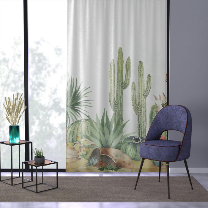 Maison d'Elite Cactus Window Curtains for Home Decor - P.2-Home Décor›Window Treatments›Curtains & Drapes›Panels-Maison d'Elite-Sheer-White-50" × 84"-Très Elite