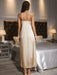 Elegant Sleeveless Night Dress with V-Neck and Lace Trim