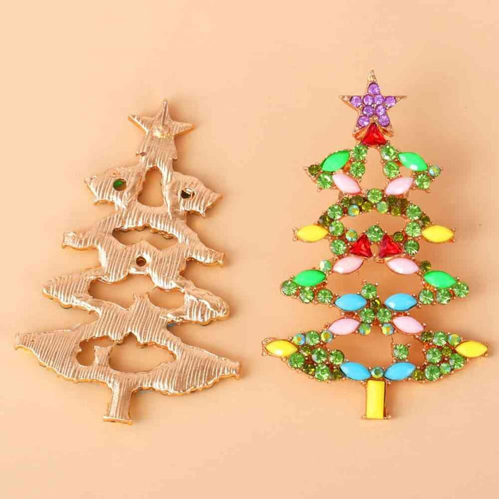 Sparkling Rhinestone Christmas Tree Earrings for Festive Holiday Sparkle