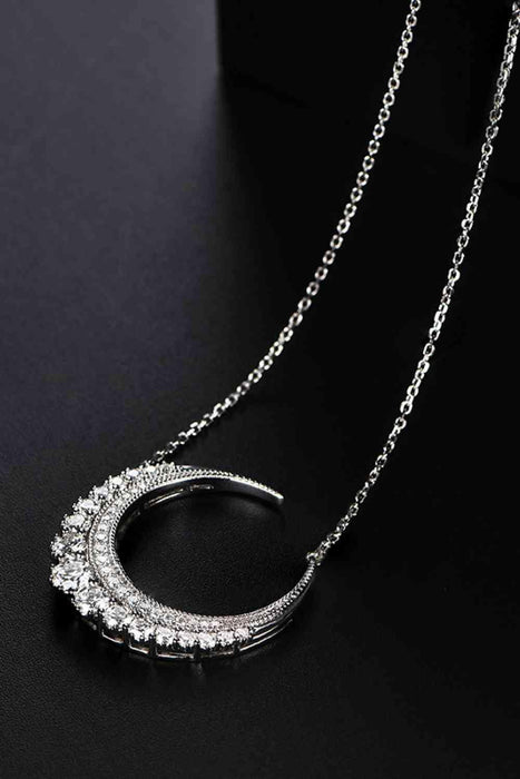 Celestial Beauty Moissanite Crescent Necklace - 1.8 Carat Gem