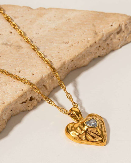 Timeless 18K Gold-Plated Heart Pendant Necklace in Durable Stainless Steel