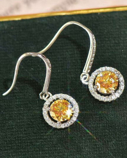 Radiant Platinum Lab-Created Diamond Drop Earrings with Stunning Zircon Accents