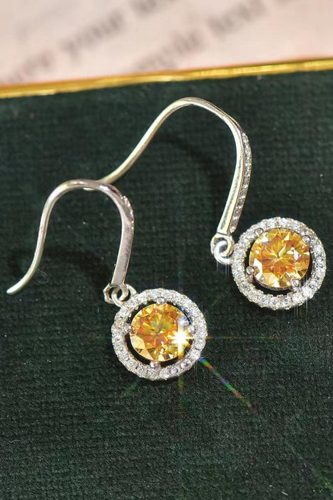 Platinum Glamour Moissanite Drop Earrings with Zircon Accents