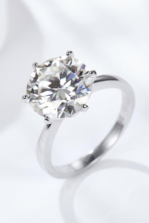 Platinum-Plated Sterling Silver Ring with 5 Carat Moissanite Solitaire