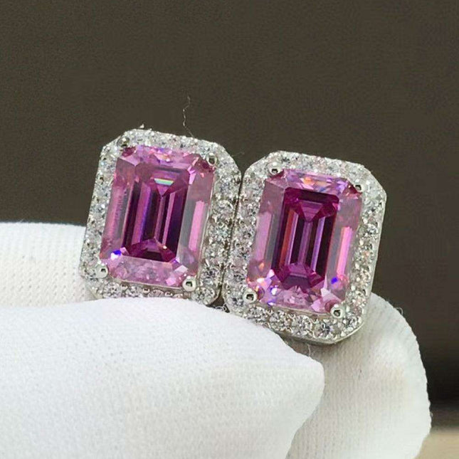 Elegant 2 Carat Moissanite Stud Earrings in Sterling Silver with Platinum Finish