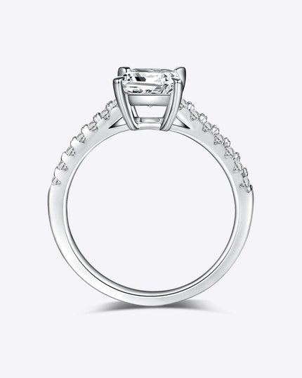 Luxurious Sterling Silver Ring with Lab Grown Diamond and Sparkling Moissanite Accents