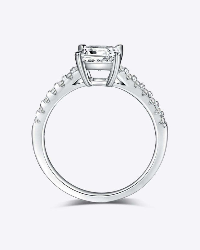 Luxurious Sterling Silver Ring with Lab Grown Diamond and Sparkling Moissanite Accents