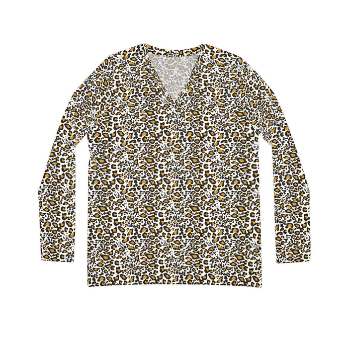 Très Fancy Women's Long Sleeve Vintage Leopard V-neck Shirt - Stylish, Versatile, and Comfortable
