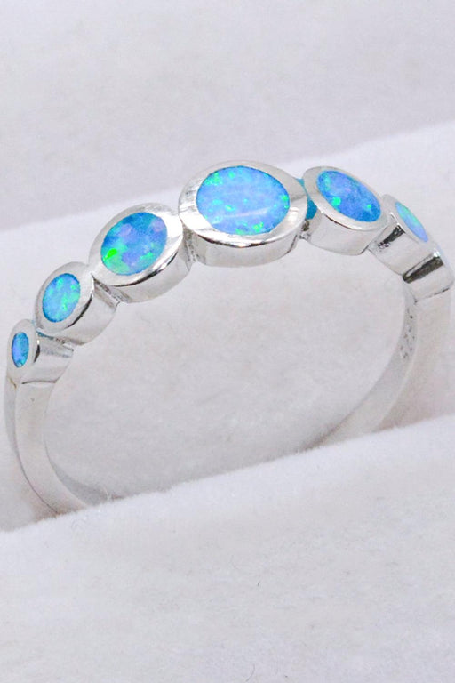 Opal Elegance: Sterling Silver Ring with Australian Gemstones