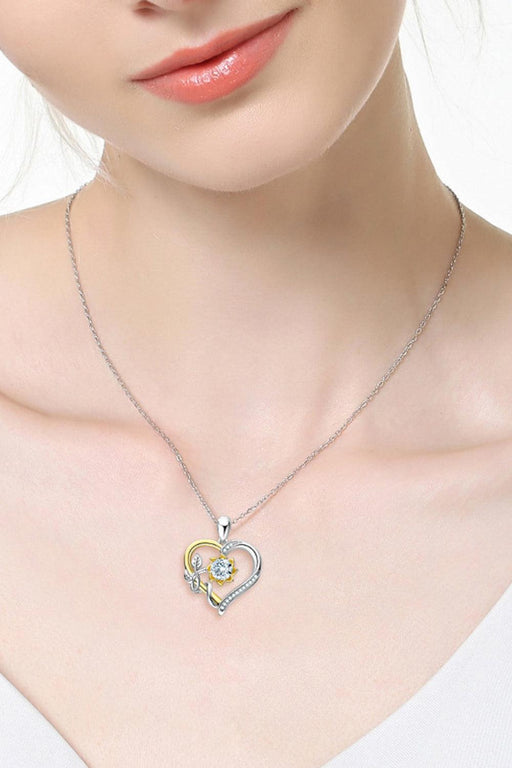 Captivating Dual-Tone Moissanite Heart Pendant Necklace