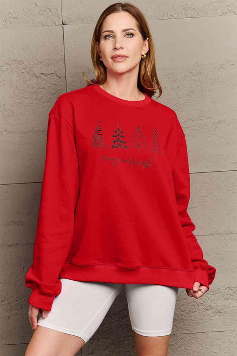 Festive Merry & Bright Cotton Blend Holiday Sweatshirt