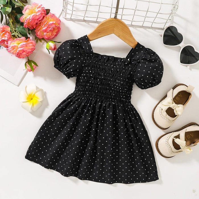 Trendy Smocked Square Neck Dress with Eye-catching Prints