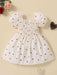 Baby Girl Heart Print Square Neck Dress for Spring & Summer