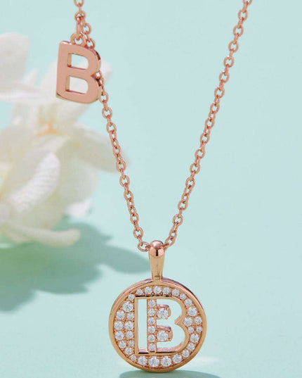 Radiant Moissanite Gemstone Pendant Necklace - Opulent Sterling Silver & 18K Rose Gold