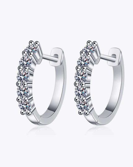Radiant Sterling Silver Hoop Earrings with Lab-Diamonds and Rhodium Finish