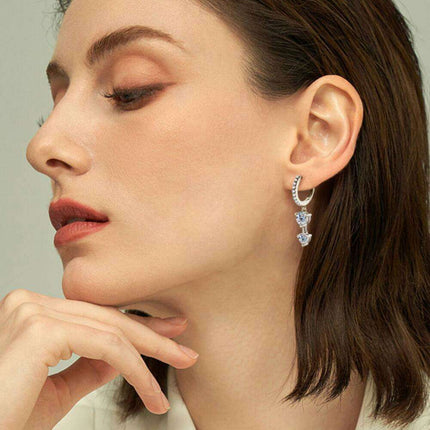 Elegant Sterling Silver Drop Earrings with Lab-Grown Diamonds