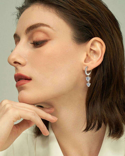 Elegant Sterling Silver Drop Earrings with Lab-Grown Diamonds