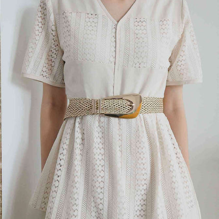 Asymmetrical Clasp Woven Waist Belt for Effortless Chic Style
