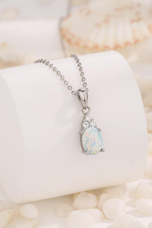 Find Your Center Opal Pendant Necklace-Trendsi-White-One Size-Très Elite
