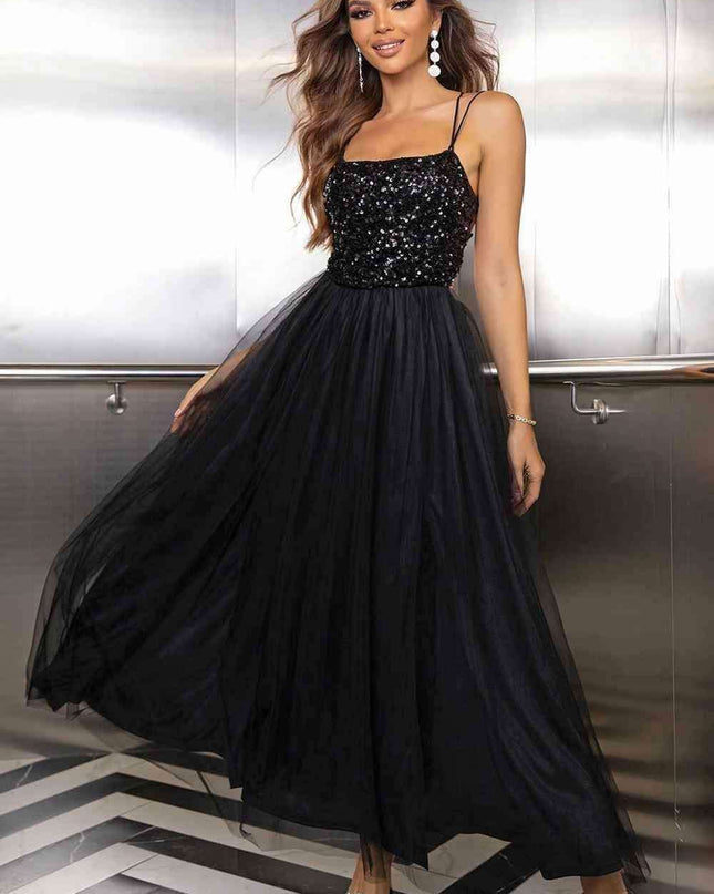 Elegant Backless Mesh Gown with Sheer Smocked Details