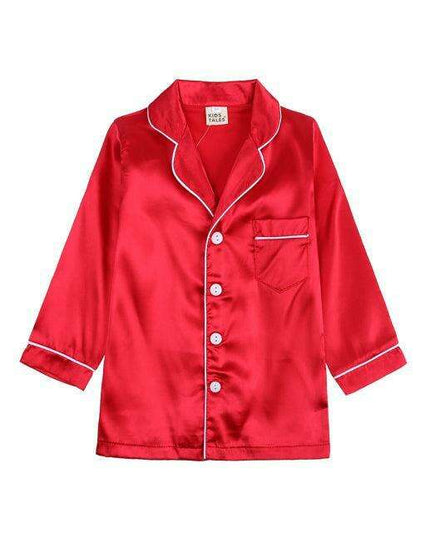Elegant Kids' Long Sleeve Satin Sleepwear Set