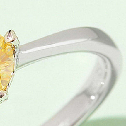 Rainbow Lab-Created Diamond Solitaire Ring with Platinum Coating