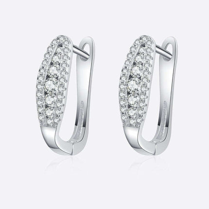 Sleek Sterling Silver Moissanite Earrings with Rhodium Finish: A Classic Statement Piece