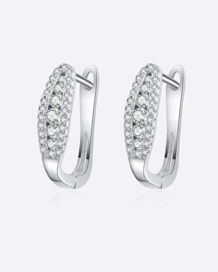 Sleek Sterling Silver Moissanite Earrings with Rhodium Finish: A Classic Statement Piece
