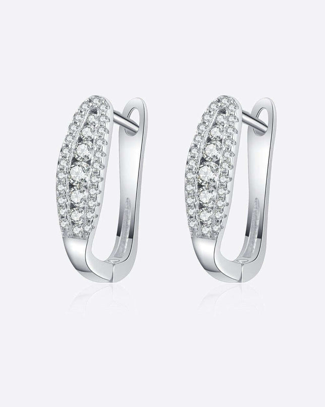 Sleek Sterling Silver Moissanite Earrings with Rhodium Finish: A Classic Statement Piece