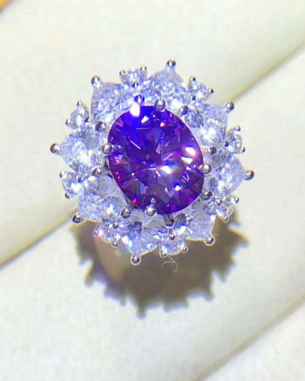 Stunning 3-Carat Lab-Grown Diamond Platinum Ring with Zircon Highlights