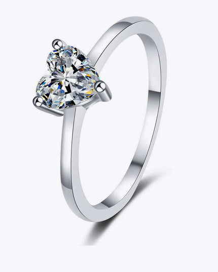 Heart's Desire Lab-Diamond Silver Solitaire Ring