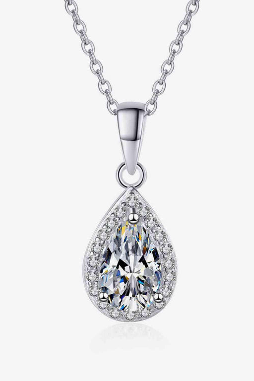 Elegant Lab-Diamond Teardrop Pendant Necklace with Sparkling Zircon Accents
