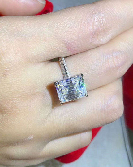 5-Carat Moissanite Sterling Silver Ring with Platinum Finish - Elegant Luxury Design