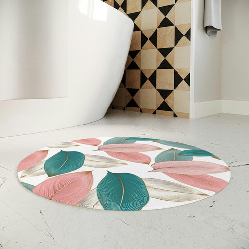 Bold Floral Polyester Circle Bath Mat-Home Decor-Printify-28" × 28"-Round-Très Elite