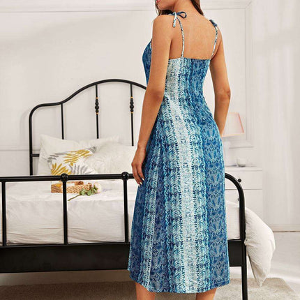 Floral Tie-Shoulder Midi Dress for Sophisticated Occasions