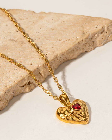 Timeless 18K Gold-Plated Heart Pendant Necklace in Durable Stainless Steel