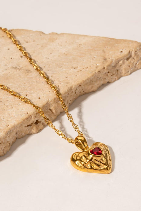 Golden Heart Pendant Necklace - Elegant 18K Gold-Plated Stainless Steel Beauty