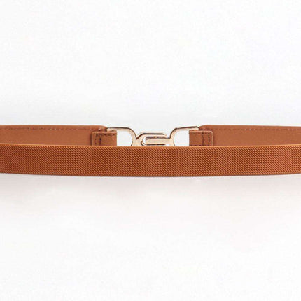 Elegant Stretch Belt with Distinctive Metal Buckle - High-Quality PU Leather