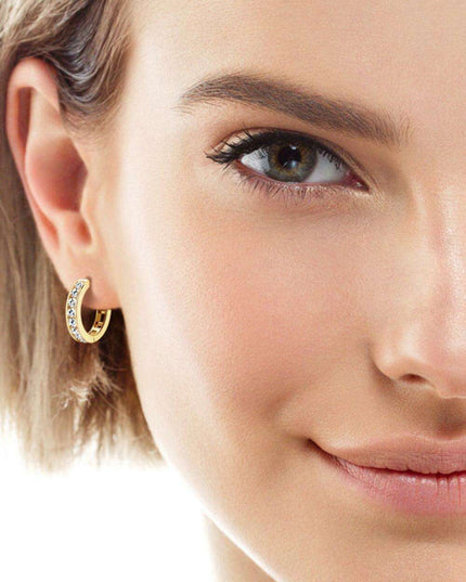 Personalized Sterling Silver Huggie Earrings with Sparkling Lab-Diamond Accents