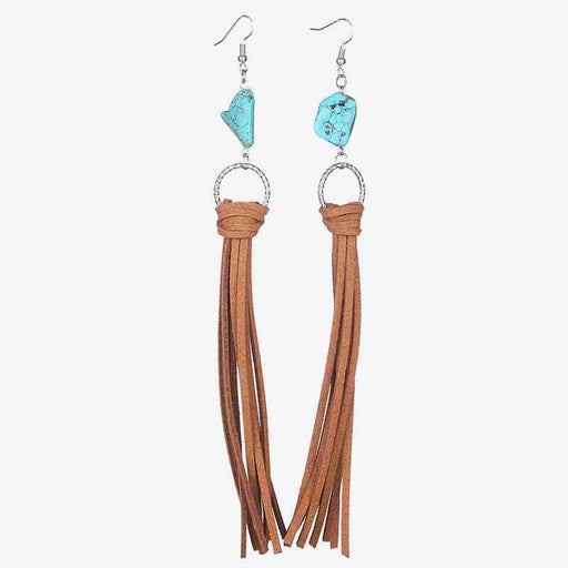 Turquoise Fringe Dangle Earrings with Western Charm