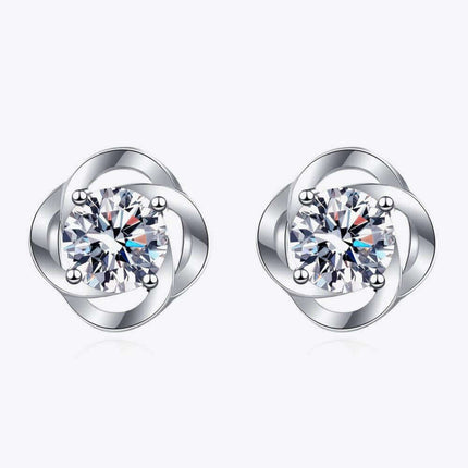 Chic Sterling Silver Earrings with Lab-Created Diamonds
