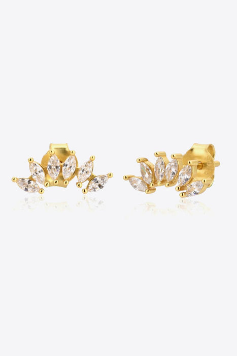 Zircon Adorned Gold-Plated Sterling Silver Earrings for a Glamorous Touch