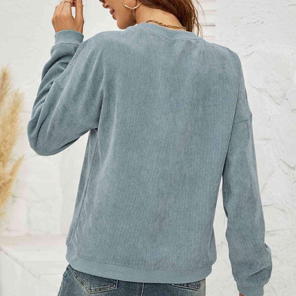 Whimsical Gnome Print Cozy Sweatshirt with Trendy Drop Shoulders