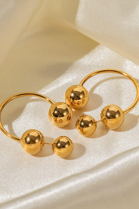 Shimmering Gold & Platinum Stainless Steel Ball Earrings - Luxe Elegance