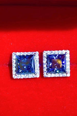 925 Sterling Silver 4 Carat Moissanite Square Earrings-Trendsi-Blue-One Size-Très Elite